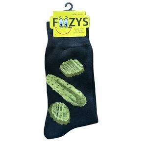 NWT Foozys Green Pickle Pattern Black Socks Mens One Size Fits Most